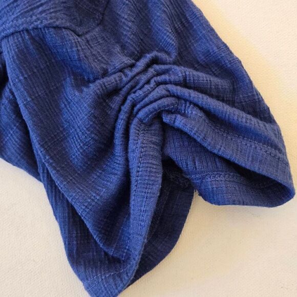 Max Studio Womens Blue Cinched Short Sleeve Plus Size Top - Picture 5 of 10